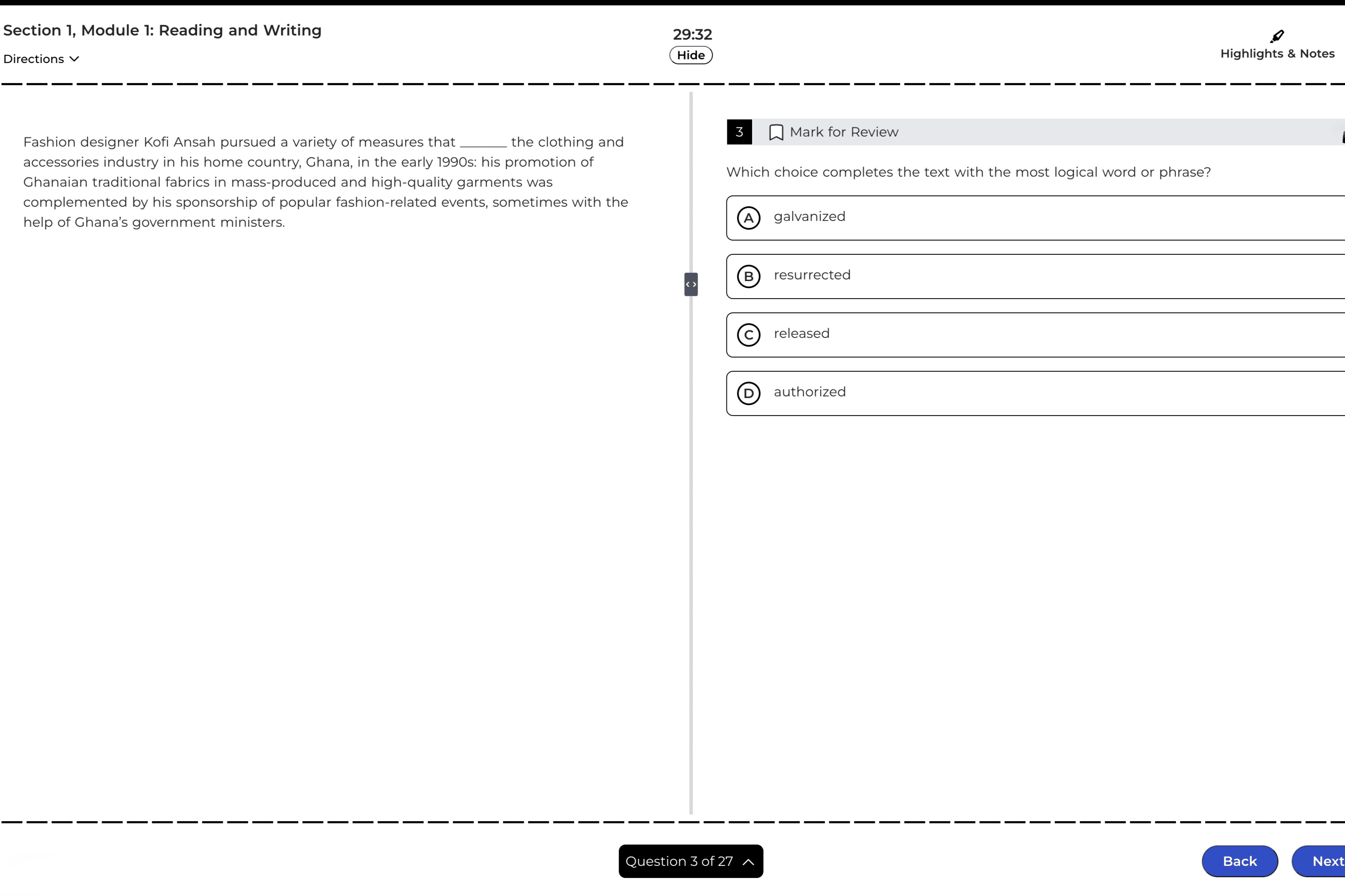 Quad Studio practice test in Bluebook-replica format