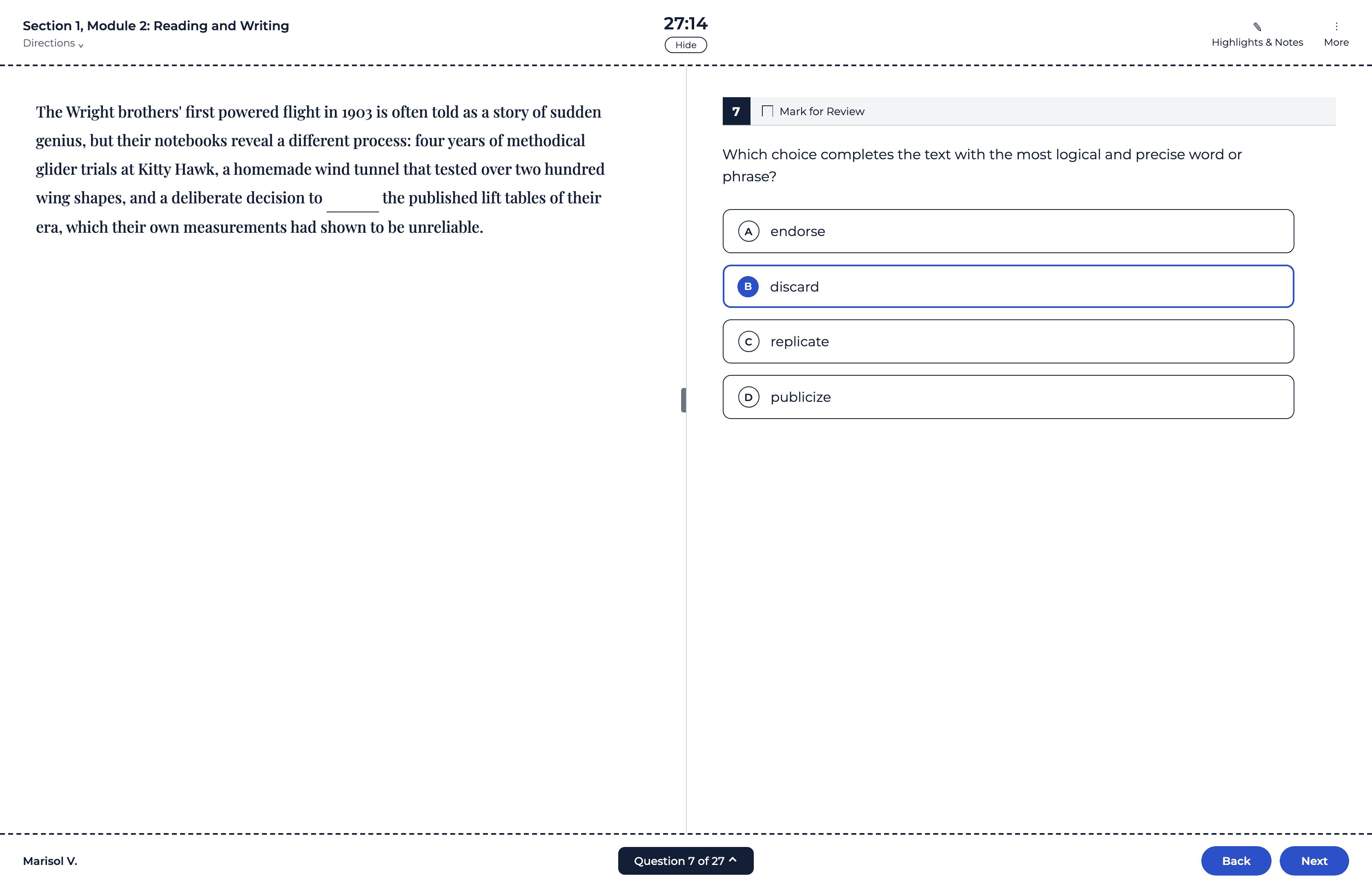 Quad Studio practice test in the Bluebook-replica interface